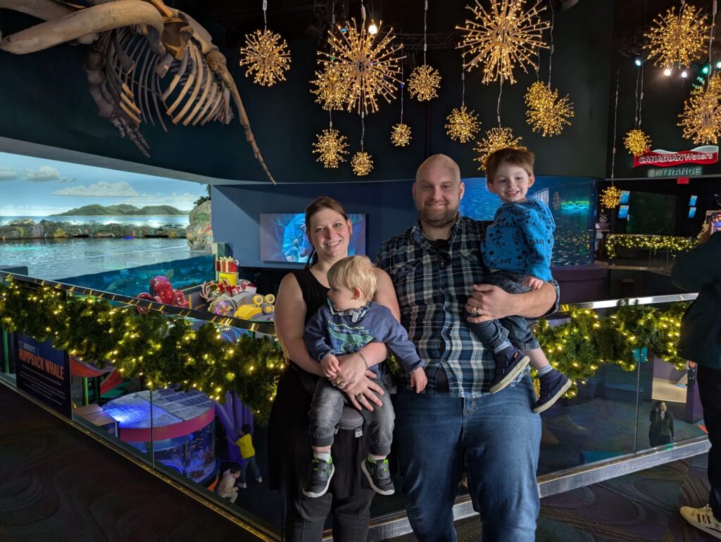 Family at an aquarium